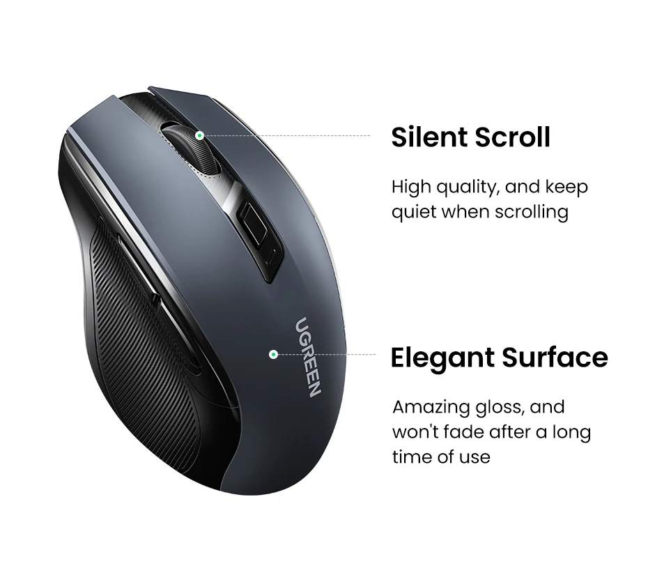 UGREEN Bluetooth 5.0 & 2.4G Wireless Mouse – 4000 DPI Ergonomic Silent 6-Button Mouse for Laptop, PC & MacBook