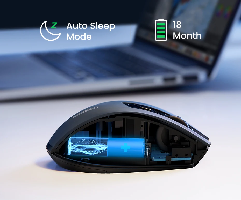 UGREEN Bluetooth 5.0 & 2.4G Wireless Mouse – 4000 DPI Ergonomic Silent 6-Button Mouse for Laptop, PC & MacBook