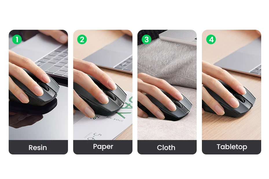 UGREEN Bluetooth 5.0 & 2.4G Wireless Mouse – 4000 DPI Ergonomic Silent 6-Button Mouse for Laptop, PC & MacBook