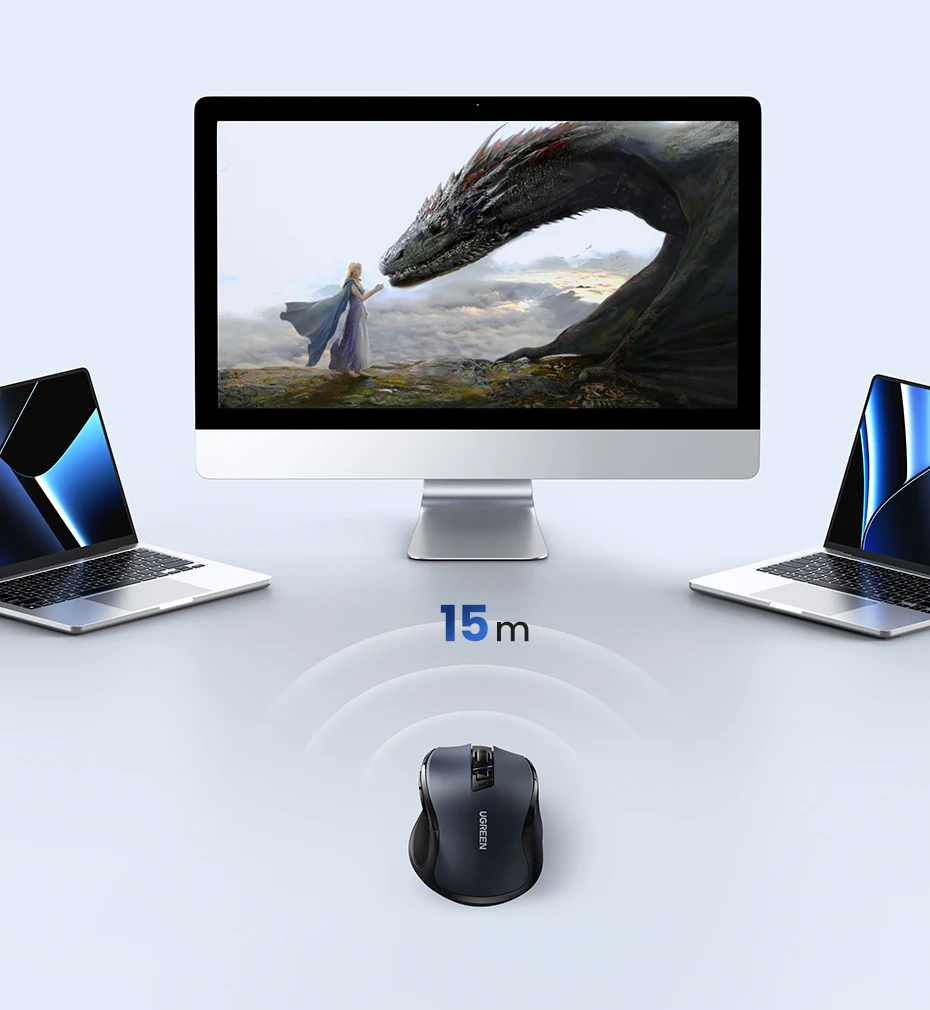 UGREEN Bluetooth 5.0 & 2.4G Wireless Mouse – 4000 DPI Ergonomic Silent 6-Button Mouse for Laptop, PC & MacBook