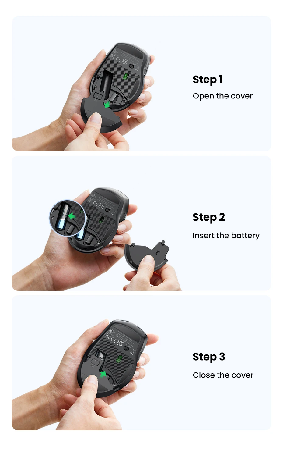 UGREEN Bluetooth 5.0 & 2.4G Wireless Mouse – 4000 DPI Ergonomic Silent 6-Button Mouse for Laptop, PC & MacBook