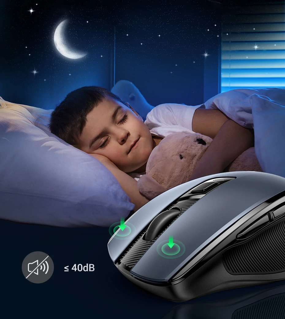 UGREEN Bluetooth 5.0 & 2.4G Wireless Mouse – 4000 DPI Ergonomic Silent 6-Button Mouse for Laptop, PC & MacBook