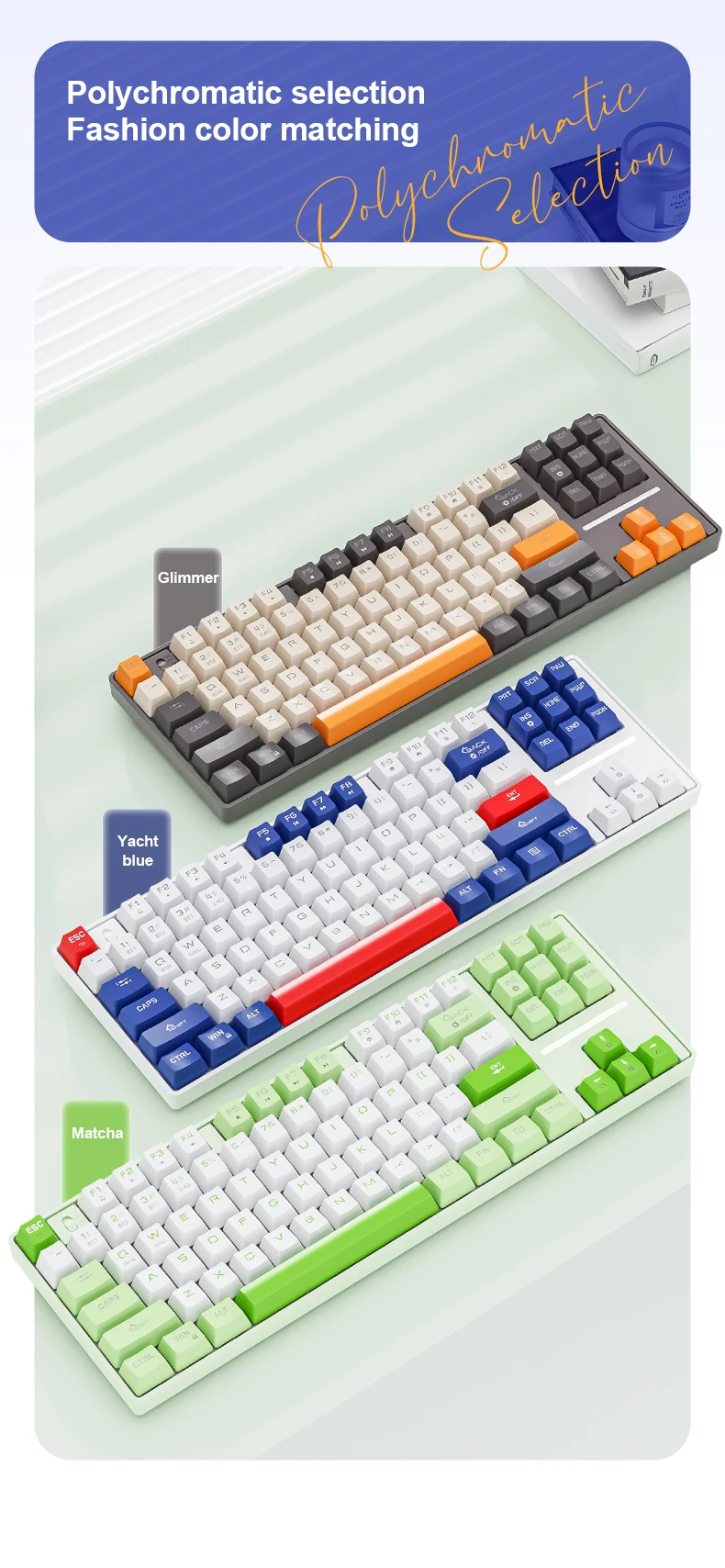 SMAILWOLF MK87 Wireless Mechanical Gaming Keyboard – Bluetooth Hot-Swappable 87-Key Custom E-Sports Keyboard