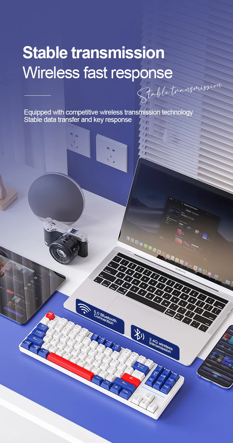 SMAILWOLF MK87 Wireless Mechanical Gaming Keyboard – Bluetooth Hot-Swappable 87-Key Custom E-Sports Keyboard