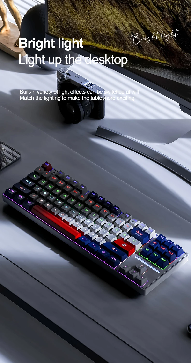 SMAILWOLF MK87 Wireless Mechanical Gaming Keyboard – Bluetooth Hot-Swappable 87-Key Custom E-Sports Keyboard