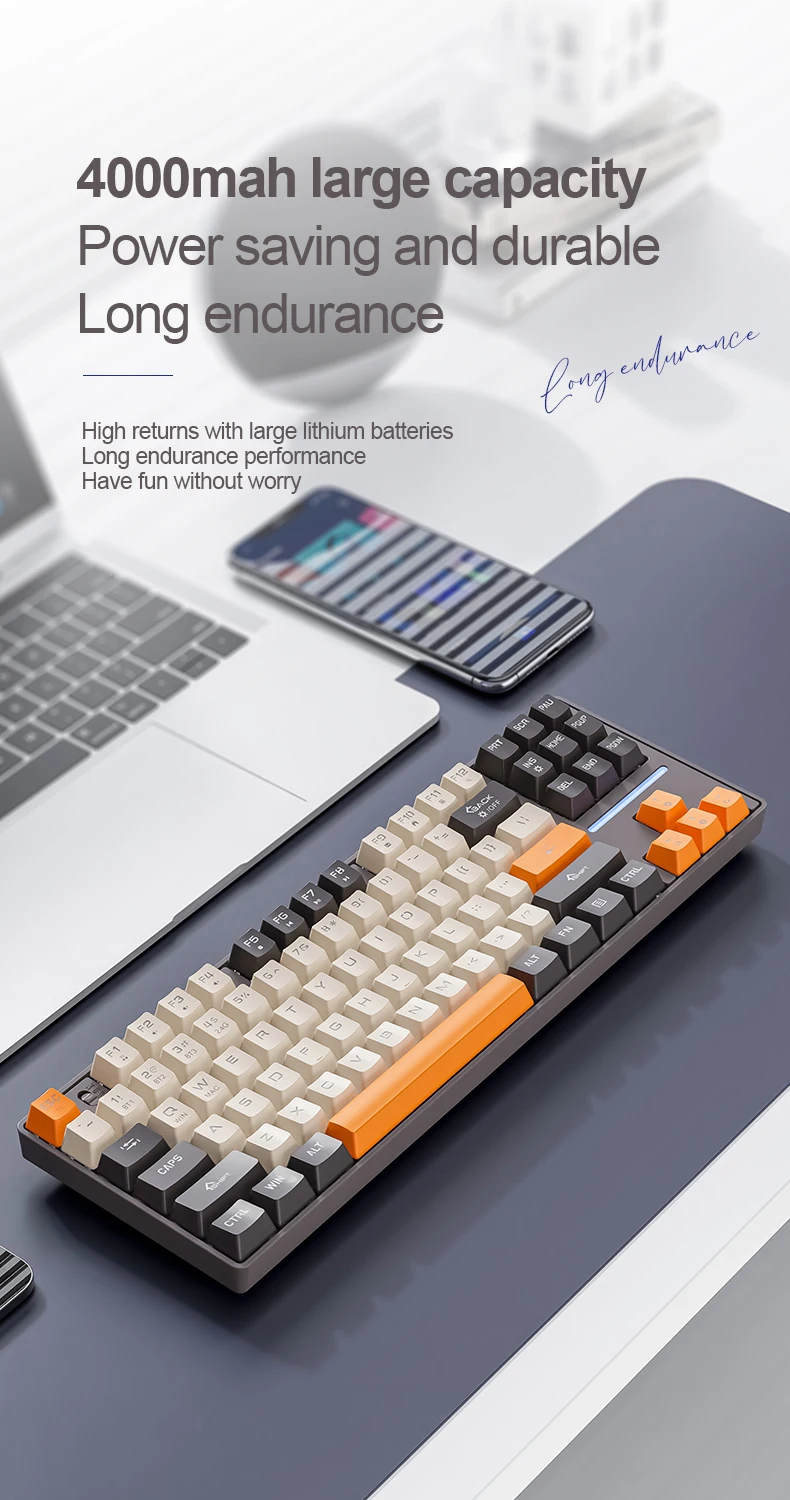 SMAILWOLF MK87 Wireless Mechanical Gaming Keyboard – Bluetooth Hot-Swappable 87-Key Custom E-Sports Keyboard