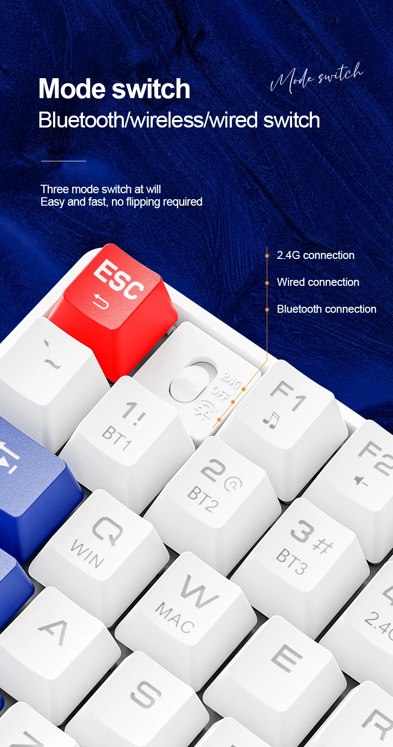 SMAILWOLF MK87 Wireless Mechanical Gaming Keyboard – Bluetooth Hot-Swappable 87-Key Custom E-Sports Keyboard