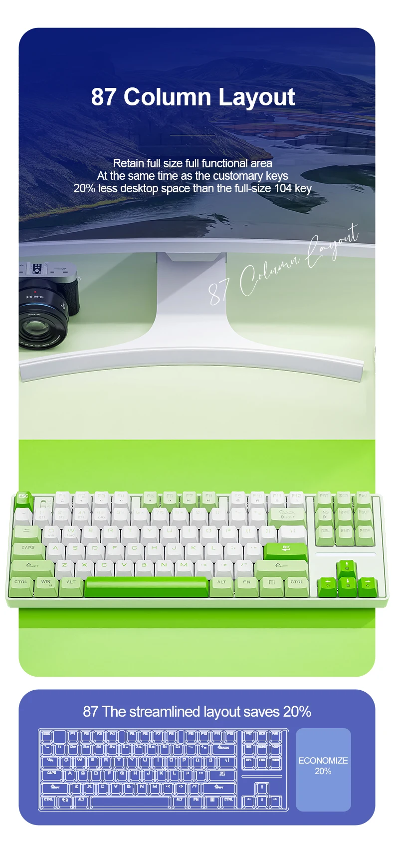 SMAILWOLF MK87 Wireless Mechanical Gaming Keyboard – Bluetooth Hot-Swappable 87-Key Custom E-Sports Keyboard