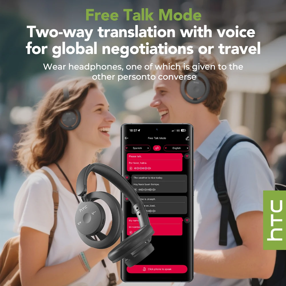 HTC HP06 Bluetooth 6.0 Wireless Open-Ear Headphones – Foldable Lightweight Airy Design, Deep Bass, Multi-Device Compatible for PC, Laptop, Phone & TV