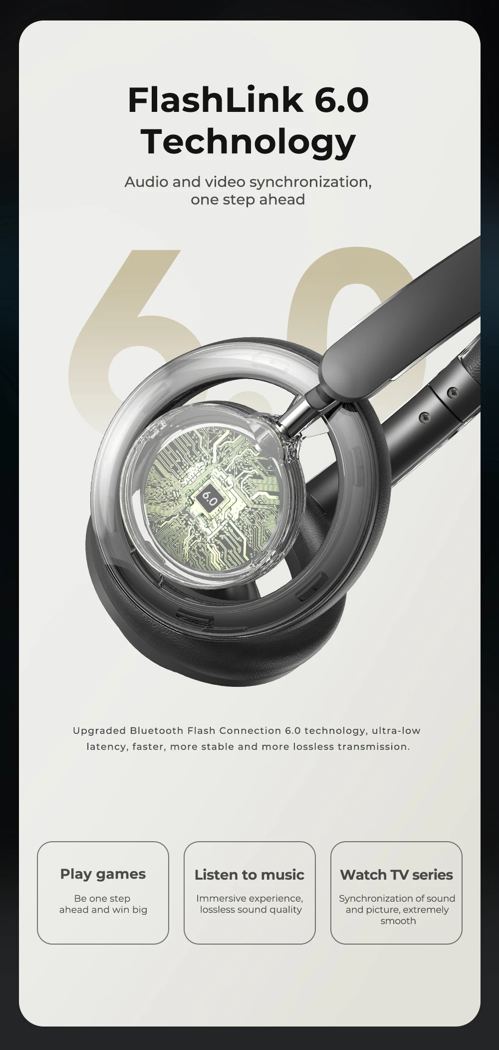 HTC HP06 Bluetooth 6.0 Wireless Open-Ear Headphones – Foldable Lightweight Airy Design, Deep Bass, Multi-Device Compatible for PC, Laptop, Phone & TV