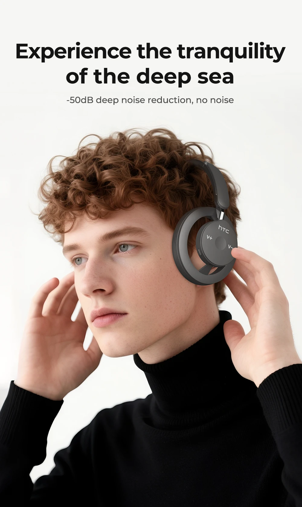 HTC HP06 Bluetooth 6.0 Wireless Open-Ear Headphones – Foldable Lightweight Airy Design, Deep Bass, Multi-Device Compatible for PC, Laptop, Phone & TV