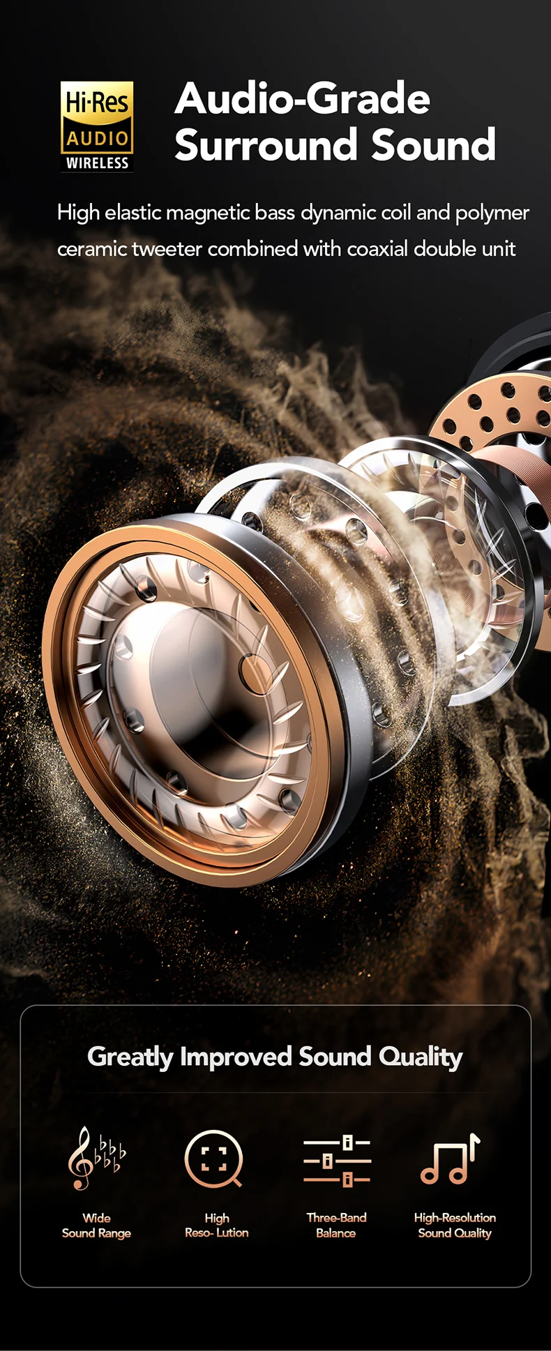 HTC NE27 Bluetooth 5.4 AI Translator Earbuds with LCD Touchscreen – ENC Noise Reduction, LED Glowing Earhook, Smart Wireless Headphones