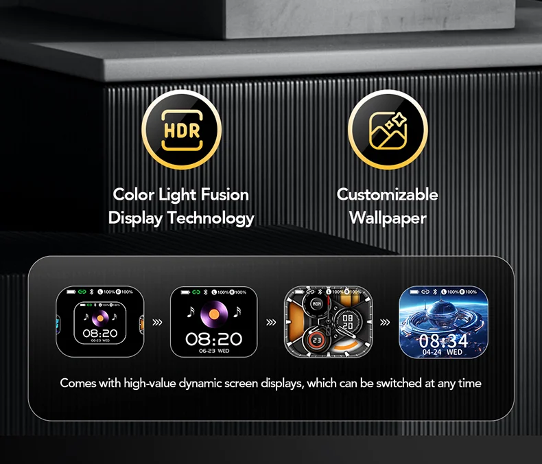 HTC NE27 Bluetooth 5.4 AI Translator Earbuds with LCD Touchscreen – ENC Noise Reduction, LED Glowing Earhook, Smart Wireless Headphones