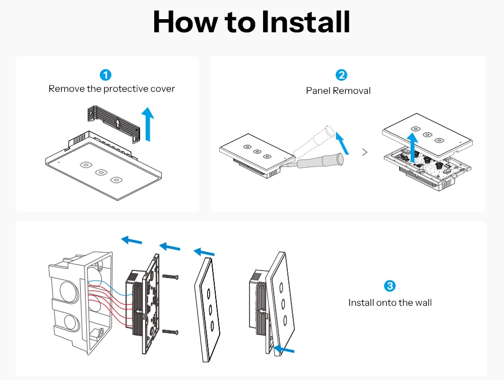 SONOFF T6 Gen2 Matter Smart Touch Wall Switch – Apple Home Compatible, Detachable Relay, Adjustable Night Light Locator, US Standard
