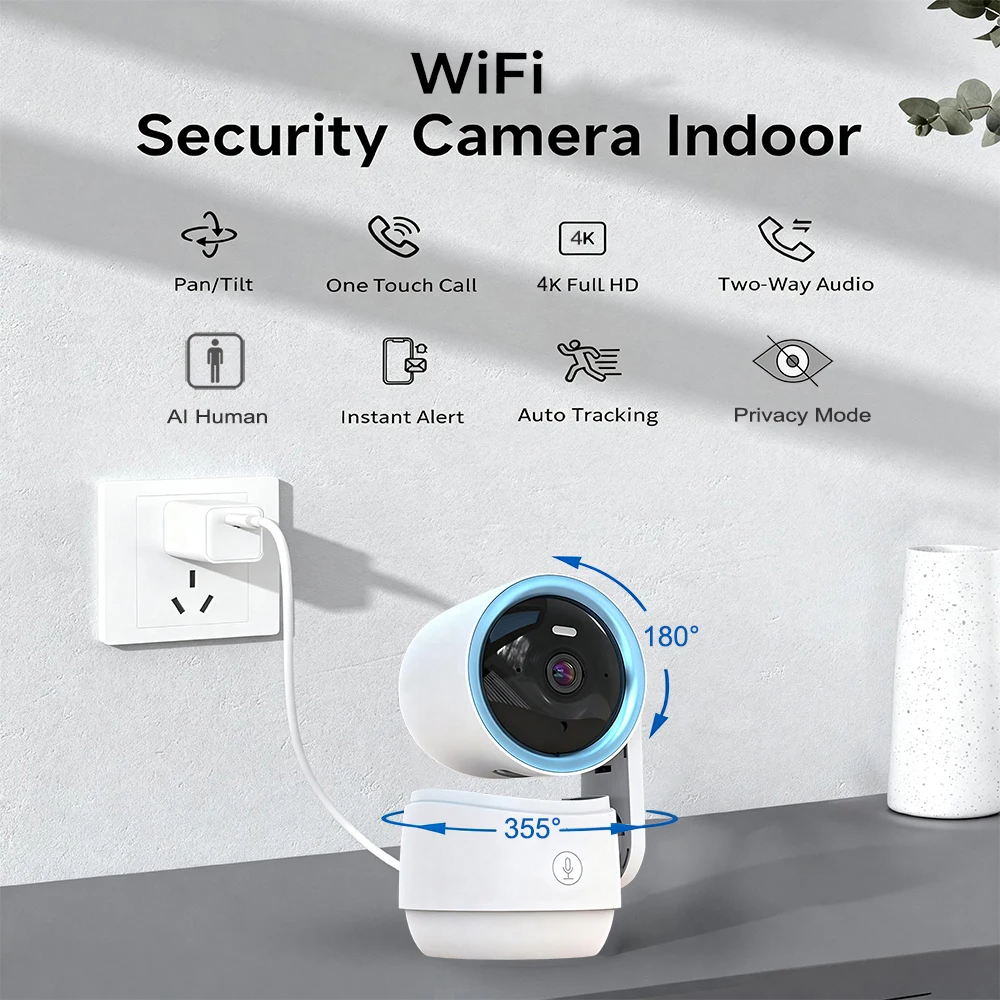 SmartCnet Tuya Smart Life 4K/8MP/5MP/2MP WiFi IP Security Camera – Indoor Tracking, Wireless CCTV & Baby Monitor