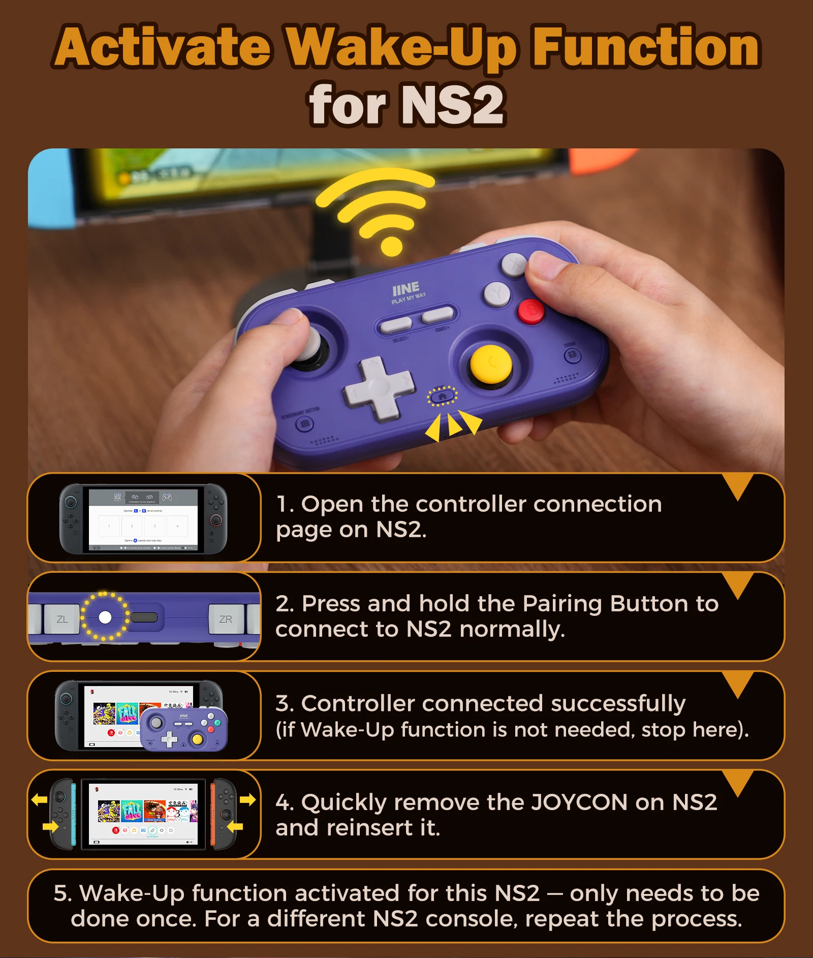 IINE Pocket Retro Game Controller,1000Hz Recessed Stick, Hall Effect Joysticks,Portable Mini Gamepad Customizable Controls