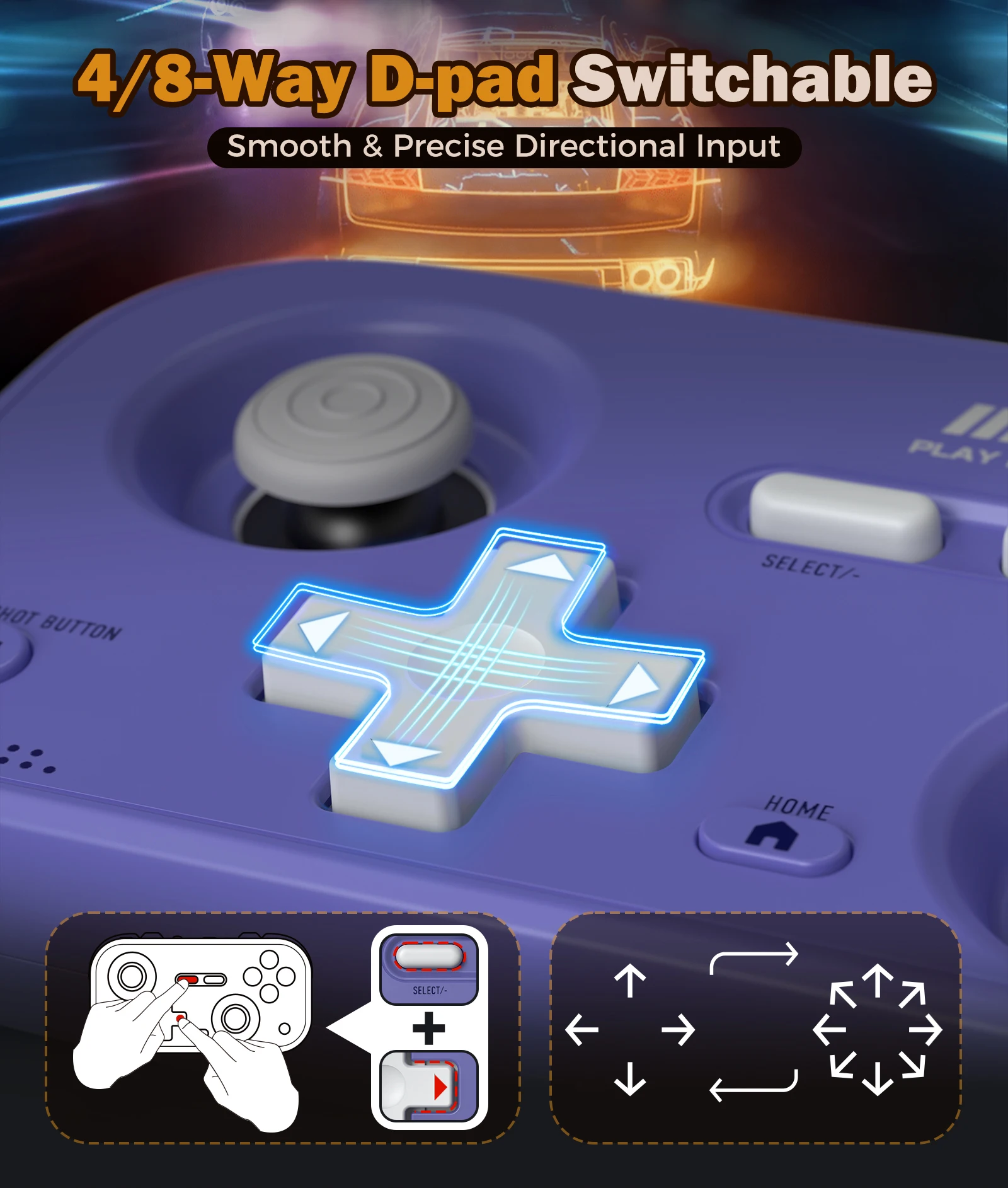 IINE Pocket Retro Game Controller,1000Hz Recessed Stick, Hall Effect Joysticks,Portable Mini Gamepad Customizable Controls
