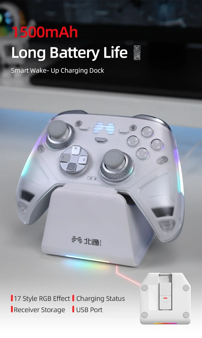 BEITONG KP70 Haptic Feedback Wireless Game Controller, Dual Auto-Sense Trigger, 6 Back Paddlesfor PC/Switch/iOS/Android/Steam