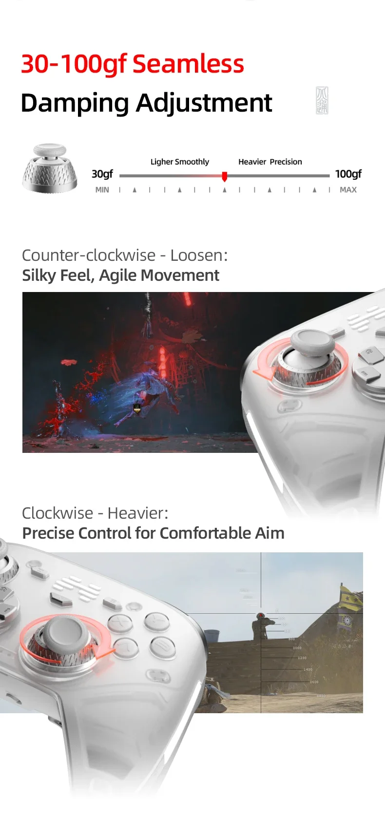 BEITONG KP70 Haptic Feedback Wireless Game Controller, Dual Auto-Sense Trigger, 6 Back Paddlesfor PC/Switch/iOS/Android/Steam