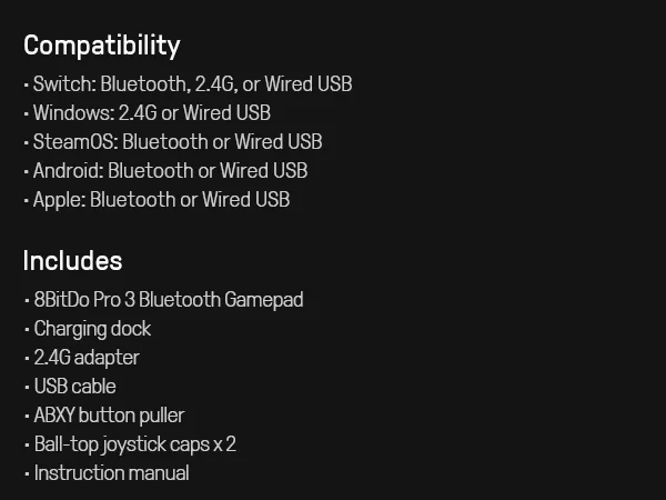 8BitDo Pro 3 Bluetooth Gamepad Wireless Gaming Controller for Switch 1/2, Windows, Apple, with TMR Joysticks Swappable Button