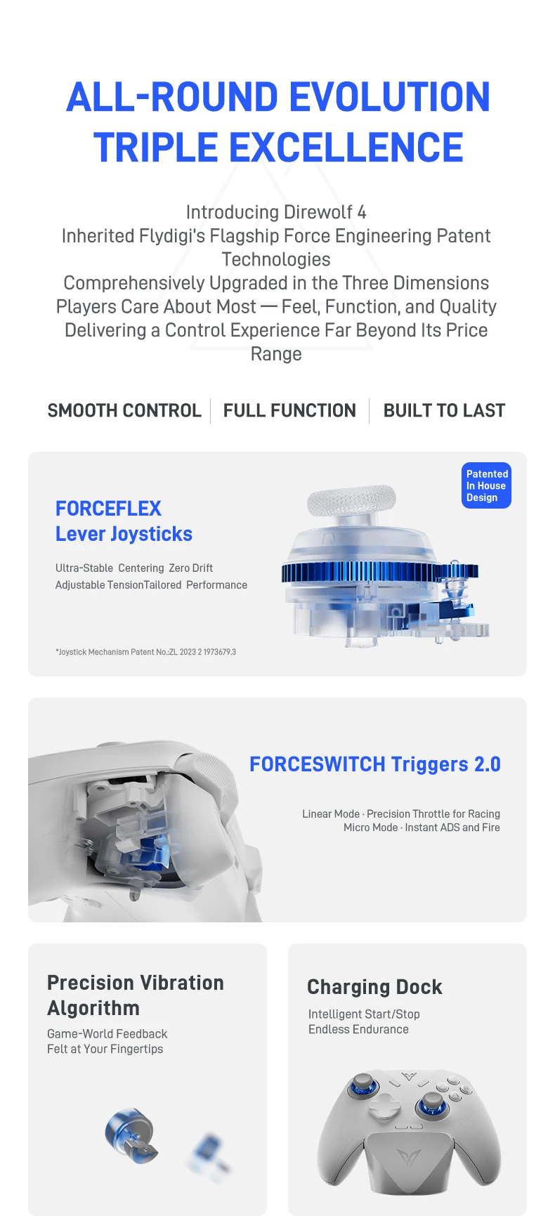 Flydigi Direwolf 4 Wireless Gaming Controller Support PC NINTENDO SWITCH Android iOS Phone 1000 hz Wired/Wireless Polling Rate