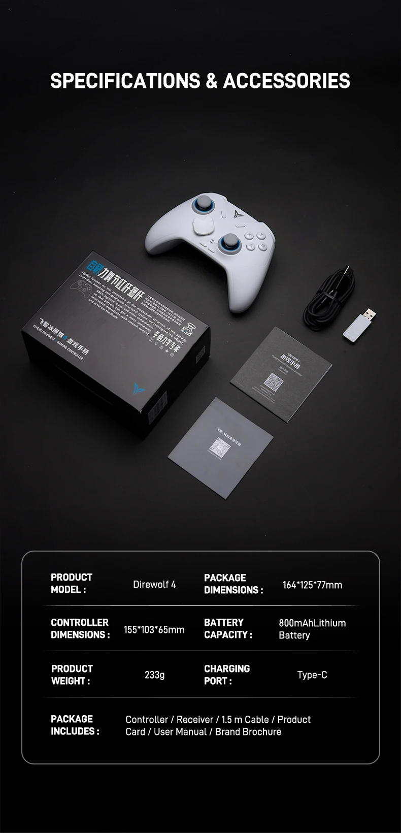 Flydigi Direwolf 4 Wireless Gaming Controller Support PC NINTENDO SWITCH Android iOS Phone 1000 hz Wired/Wireless Polling Rate