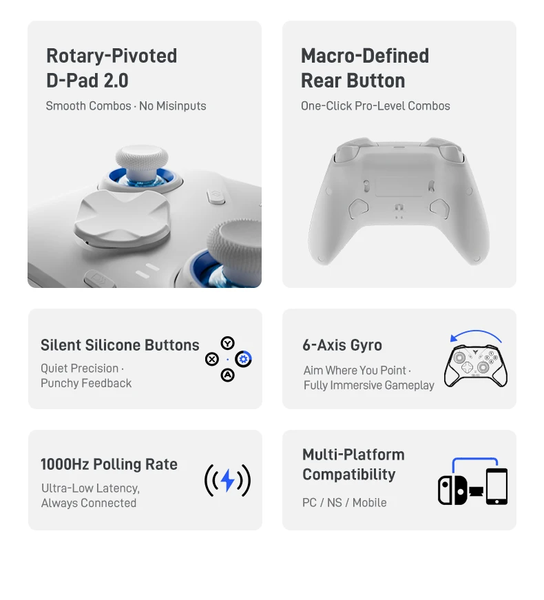 Flydigi Direwolf 4 Wireless Gaming Controller Support PC NINTENDO SWITCH Android iOS Phone 1000 hz Wired/Wireless Polling Rate