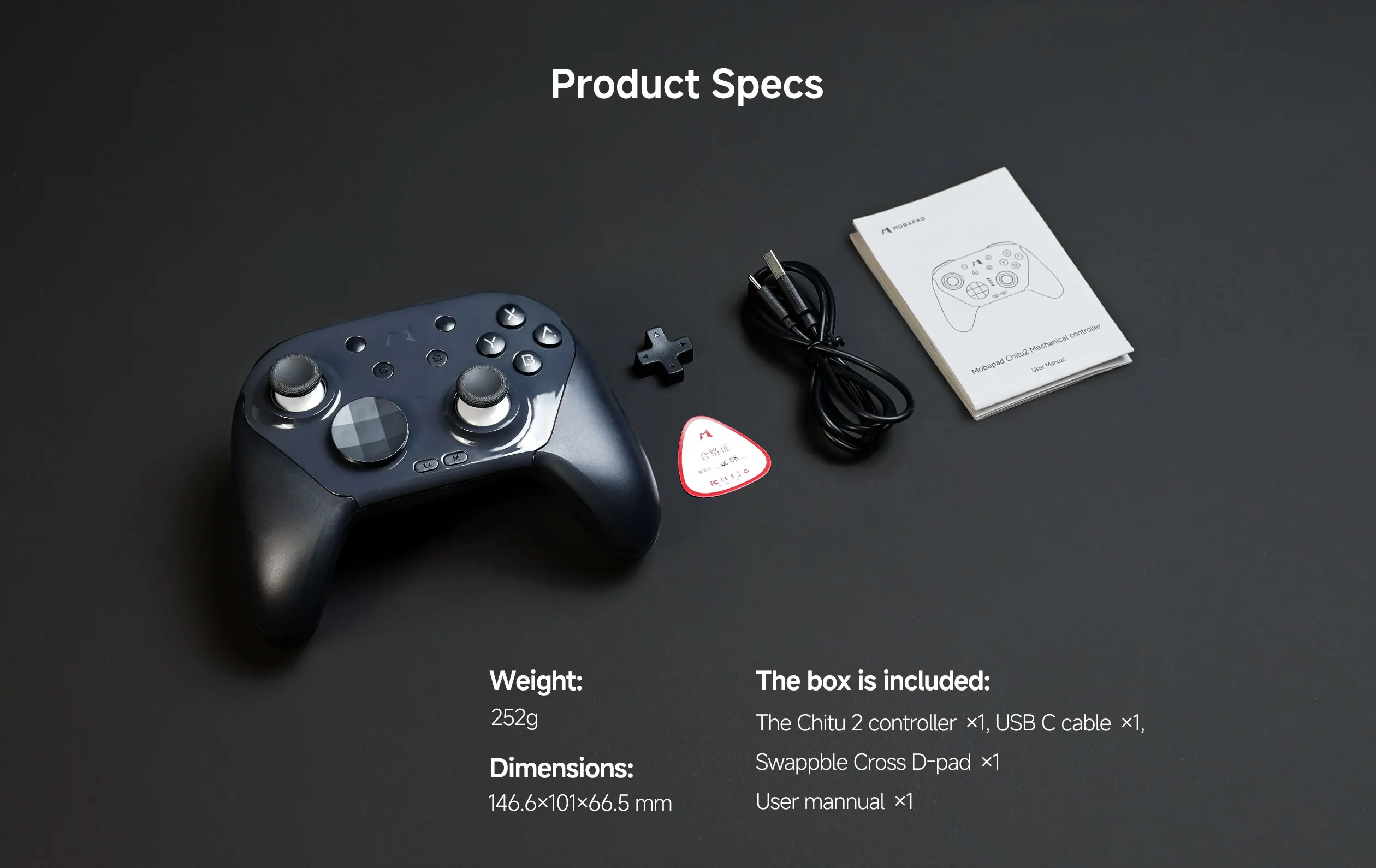 MOBAPAD CHITU 2 HD Mechanical Game Controller for Nintendo Switch 1/2, PC, Android, iOS with TMR Glide Sticks Gamepad