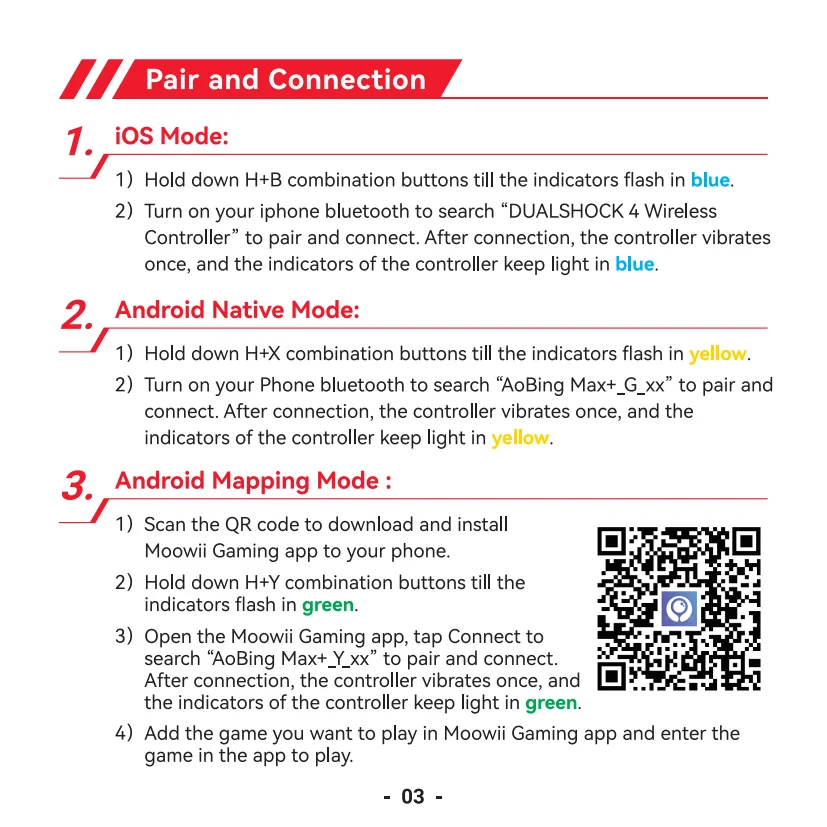 Gamwing AB01 AB02 AoBing Max Max+ Mobile Phone Game Controller Game pad Joystick Type-C Wired & BT Compatible with Android, iOS