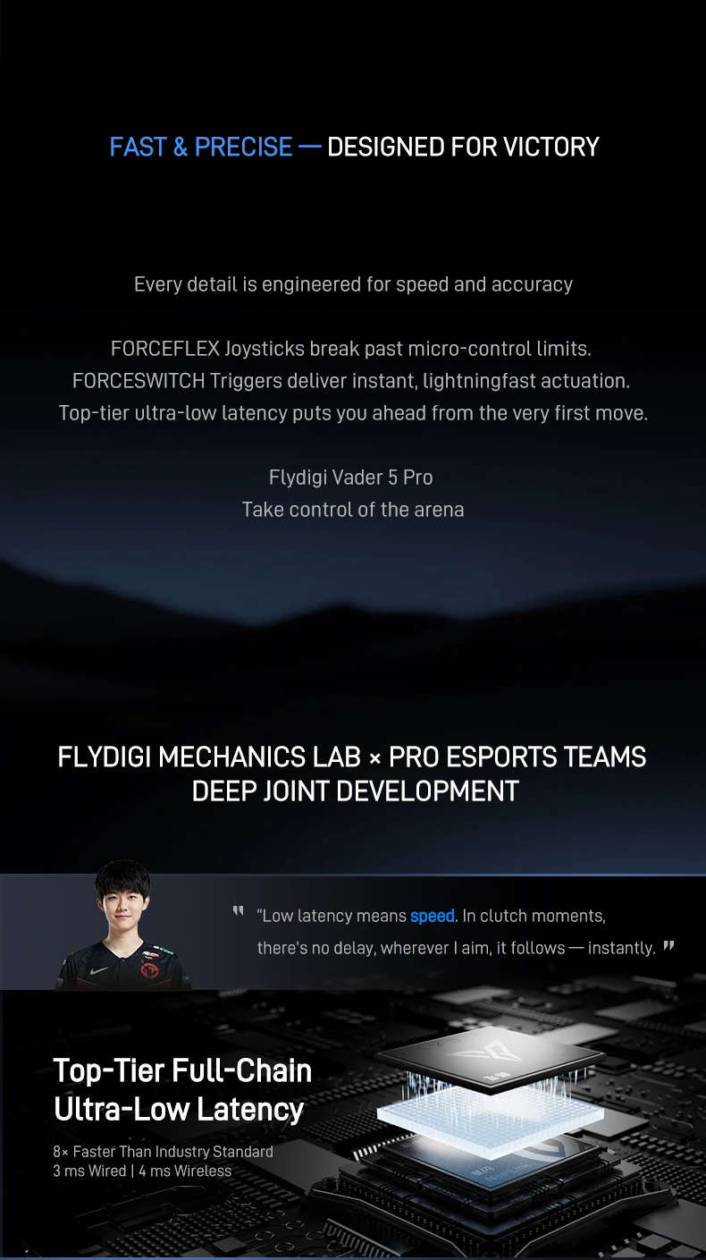 Flydigi Vader 5 Pro Gaming Controller 8 Additional Buttons Top-Tier Ultra-Low Latency FORCESWITCH Triggers Wireless Gamepad