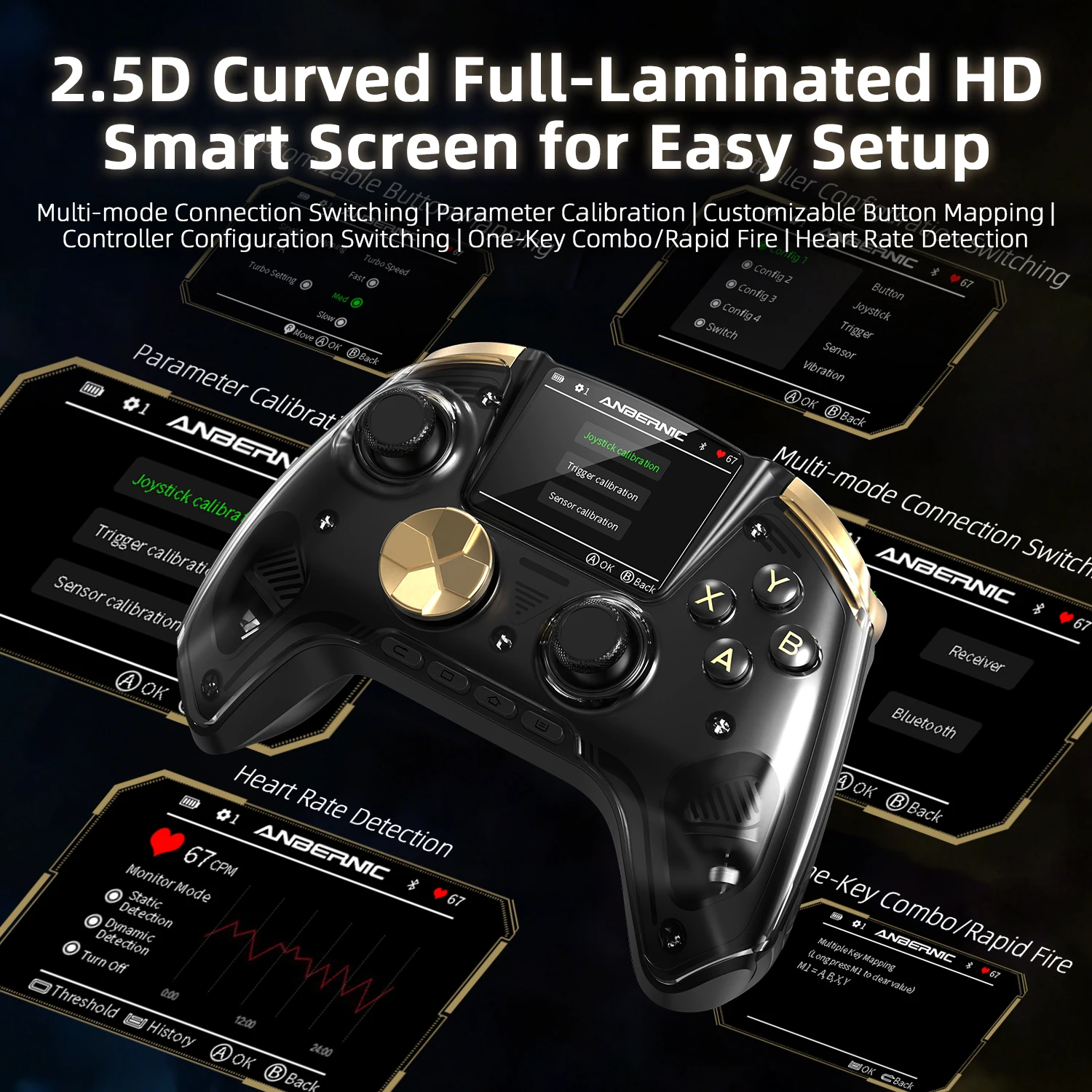 ANBERNIC RG G01 Retro Games Controller Hall Effect Triggers Bluetooth/Wired/Wireless XBOX Gamepad for PC Android IOS Steam Linux