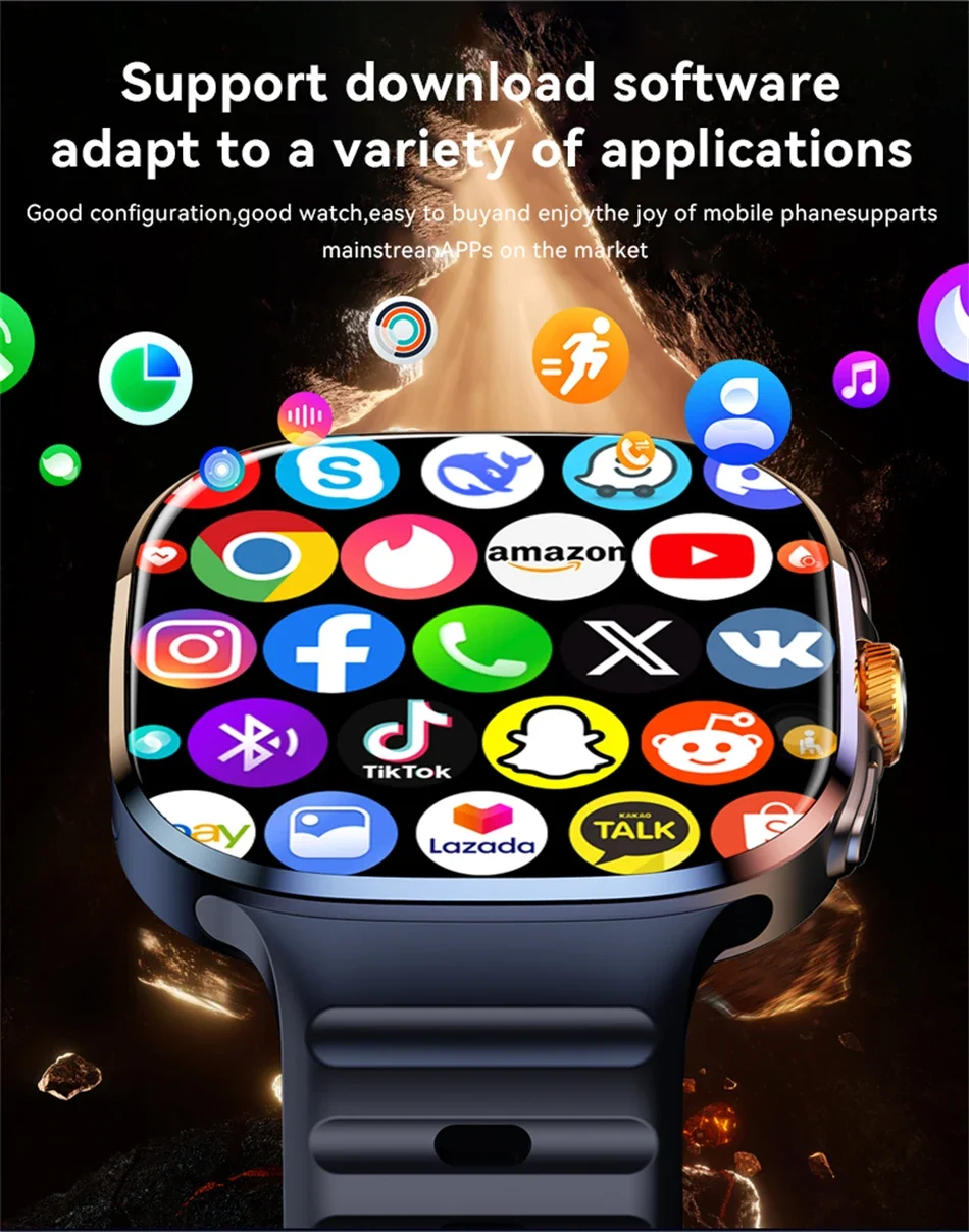 5G/4G Full Network Smart Watch 2.4 inch 720*720 AMOLED Screen Video Call 16GB+256GB RAM 2100 mAh Google Play WIFI GPS Smartwatch