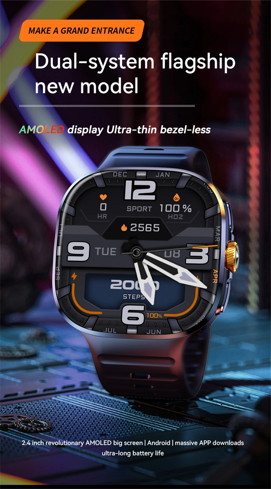 5G/4G Full Network Smart Watch 2.4 inch 720*720 AMOLED Screen Video Call 16GB+256GB RAM 2100 mAh Google Play WIFI GPS Smartwatch
