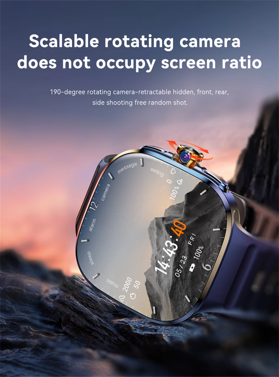 5G/4G Full Network Smart Watch 2.4 inch 720*720 AMOLED Screen Video Call 16GB+256GB RAM 2100 mAh Google Play WIFI GPS Smartwatch