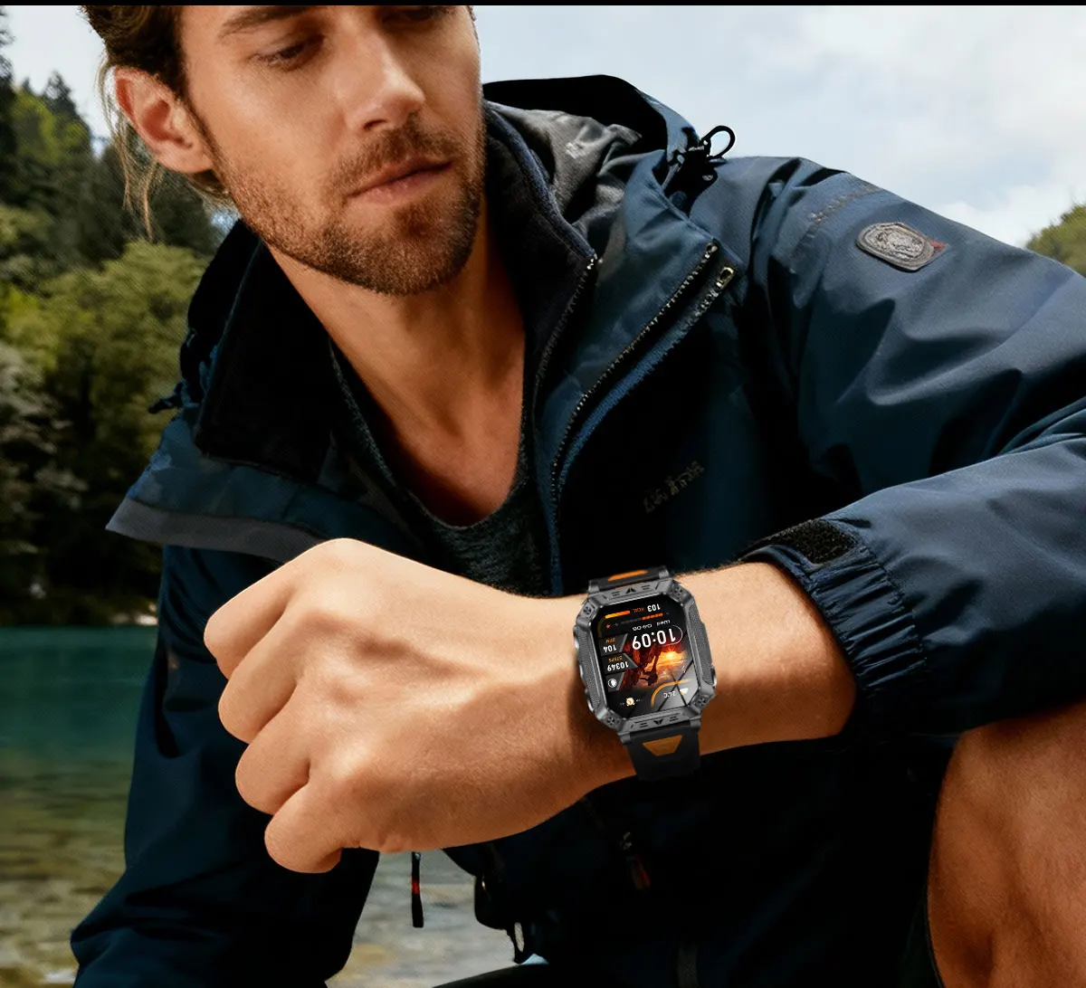 2026 Military outdoor SmartWatch Fitness Clock Men 2.01 inch AMOLED Screen 1400mAh Battery Flashlight Call Waterproof Smart Band