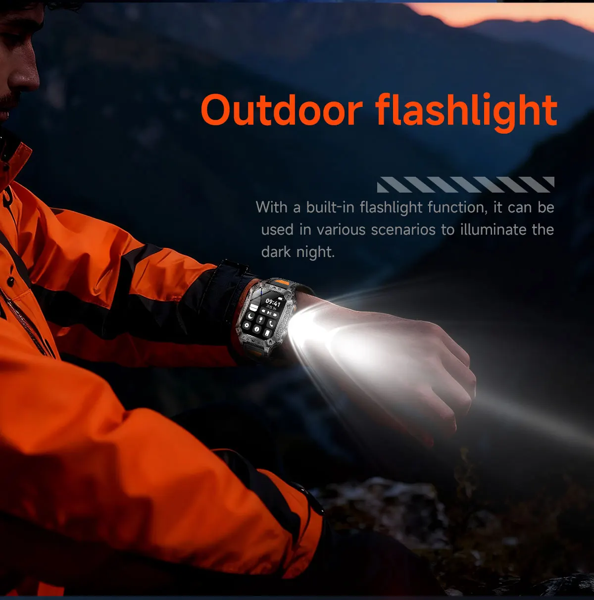 2026 Military outdoor SmartWatch Fitness Clock Men 2.01 inch AMOLED Screen 1400mAh Battery Flashlight Call Waterproof Smart Band