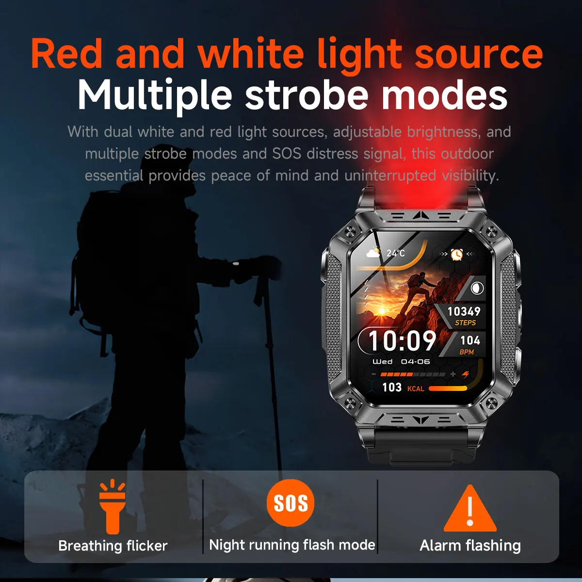 2026 Military outdoor SmartWatch Fitness Clock Men 2.01 inch AMOLED Screen 1400mAh Battery Flashlight Call Waterproof Smart Band