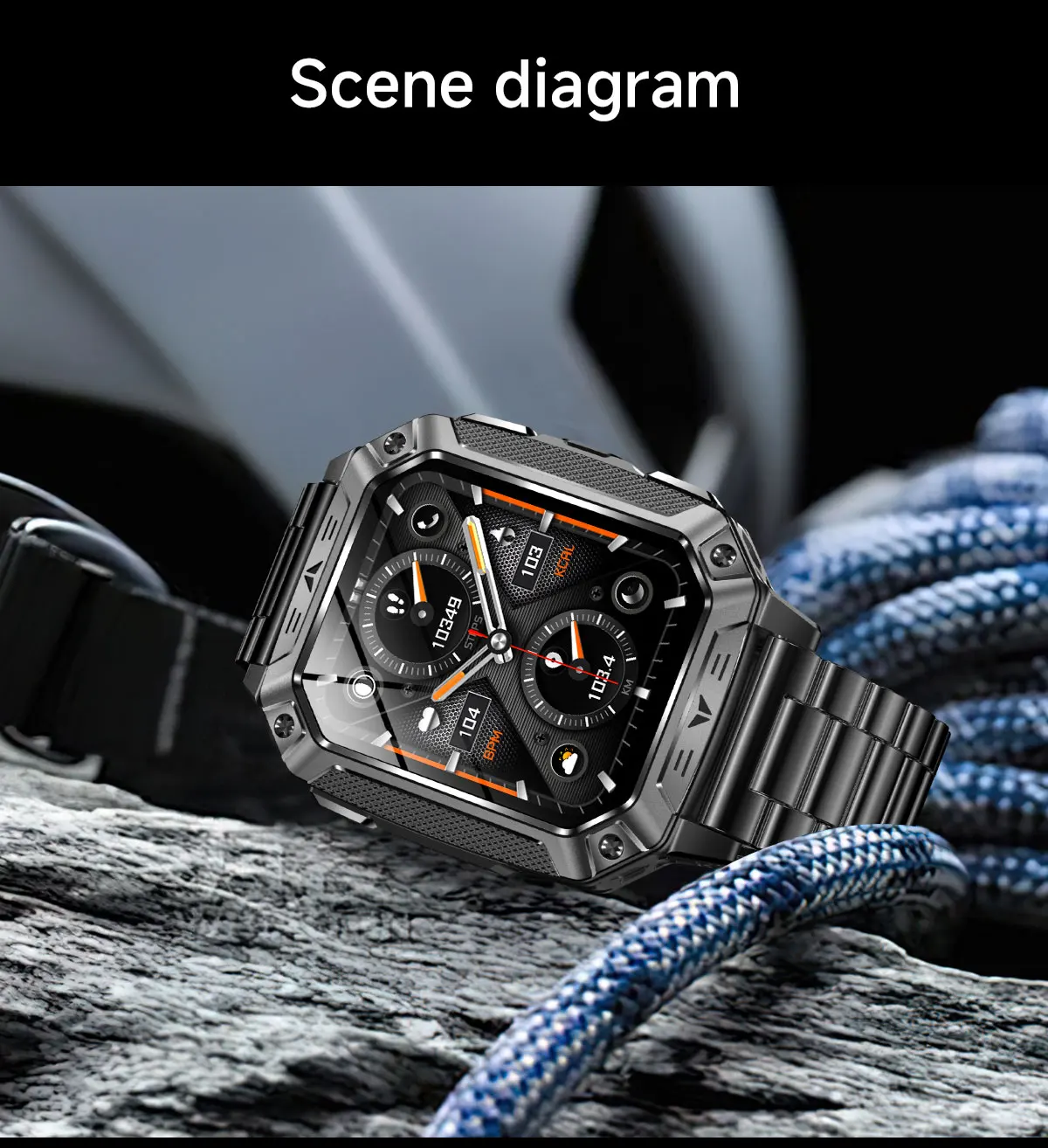 2026 Military outdoor SmartWatch Fitness Clock Men 2.01 inch AMOLED Screen 1400mAh Battery Flashlight Call Waterproof Smart Band