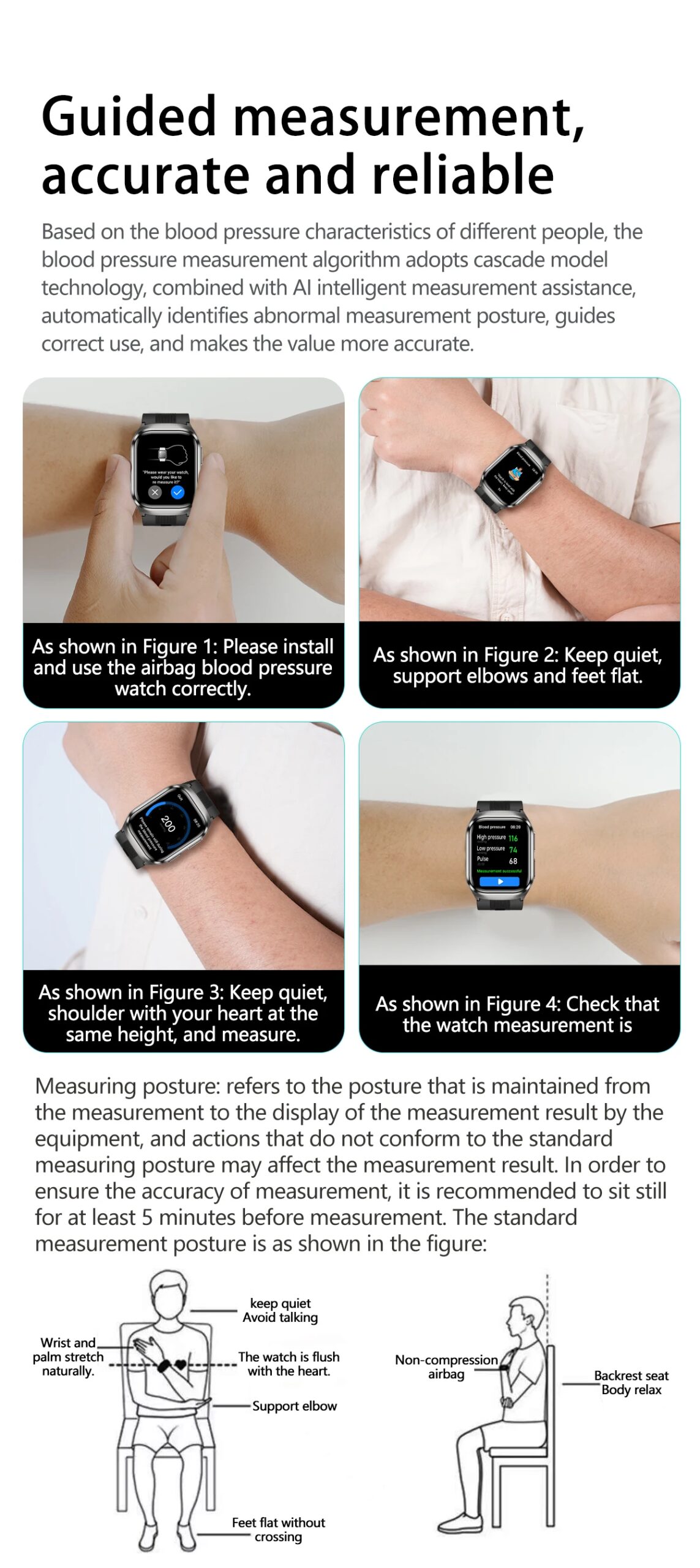 2026 New Air pump airbag Wrist Blood Pressure Accurate Measure Smart Watch ECG Blood lipids Uric acid Bluetooth Call Smartwatchs