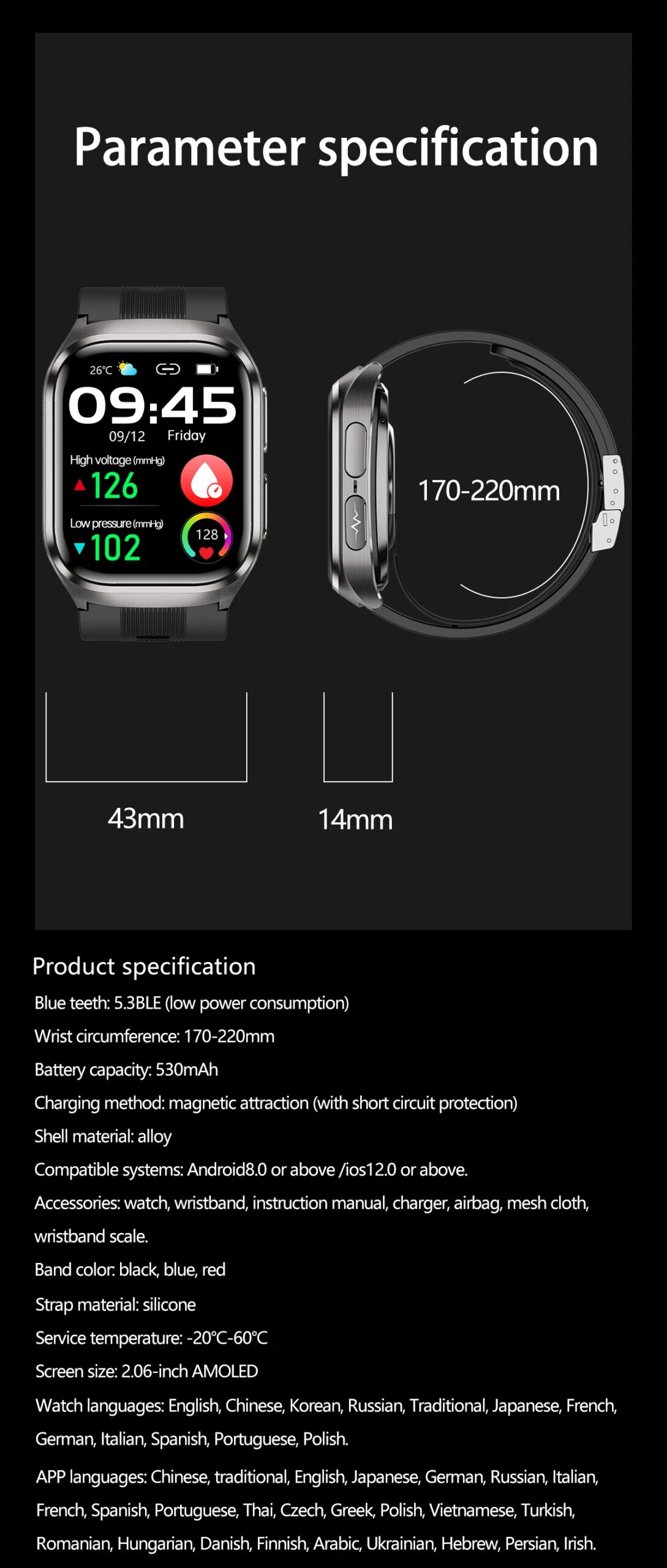 2026 New Air pump airbag Wrist Blood Pressure Accurate Measure Smart Watch ECG Blood lipids Uric acid Bluetooth Call Smartwatchs