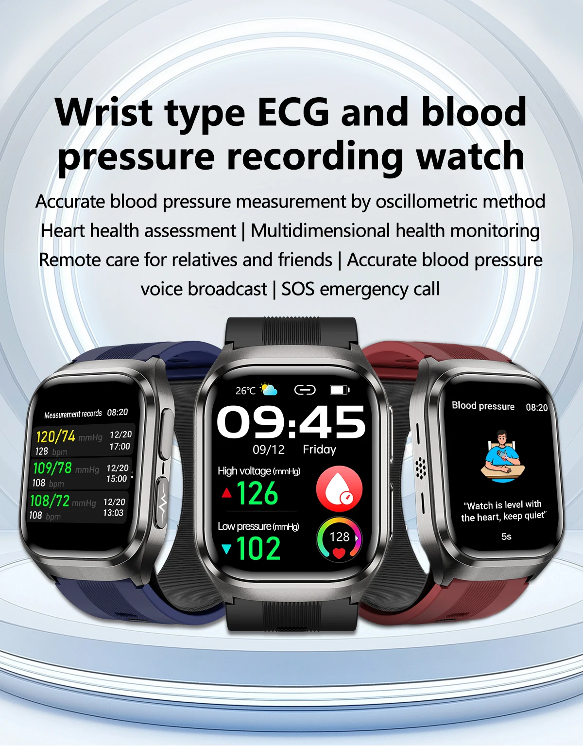 2026 New Air pump airbag Wrist Blood Pressure Accurate Measure Smart Watch ECG Blood lipids Uric acid Bluetooth Call Smartwatchs