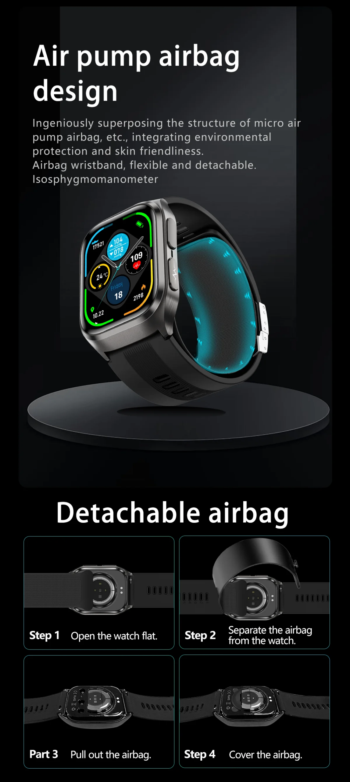 2026 New Air pump airbag Wrist Blood Pressure Accurate Measure Smart Watch ECG Blood lipids Uric acid Bluetooth Call Smartwatchs