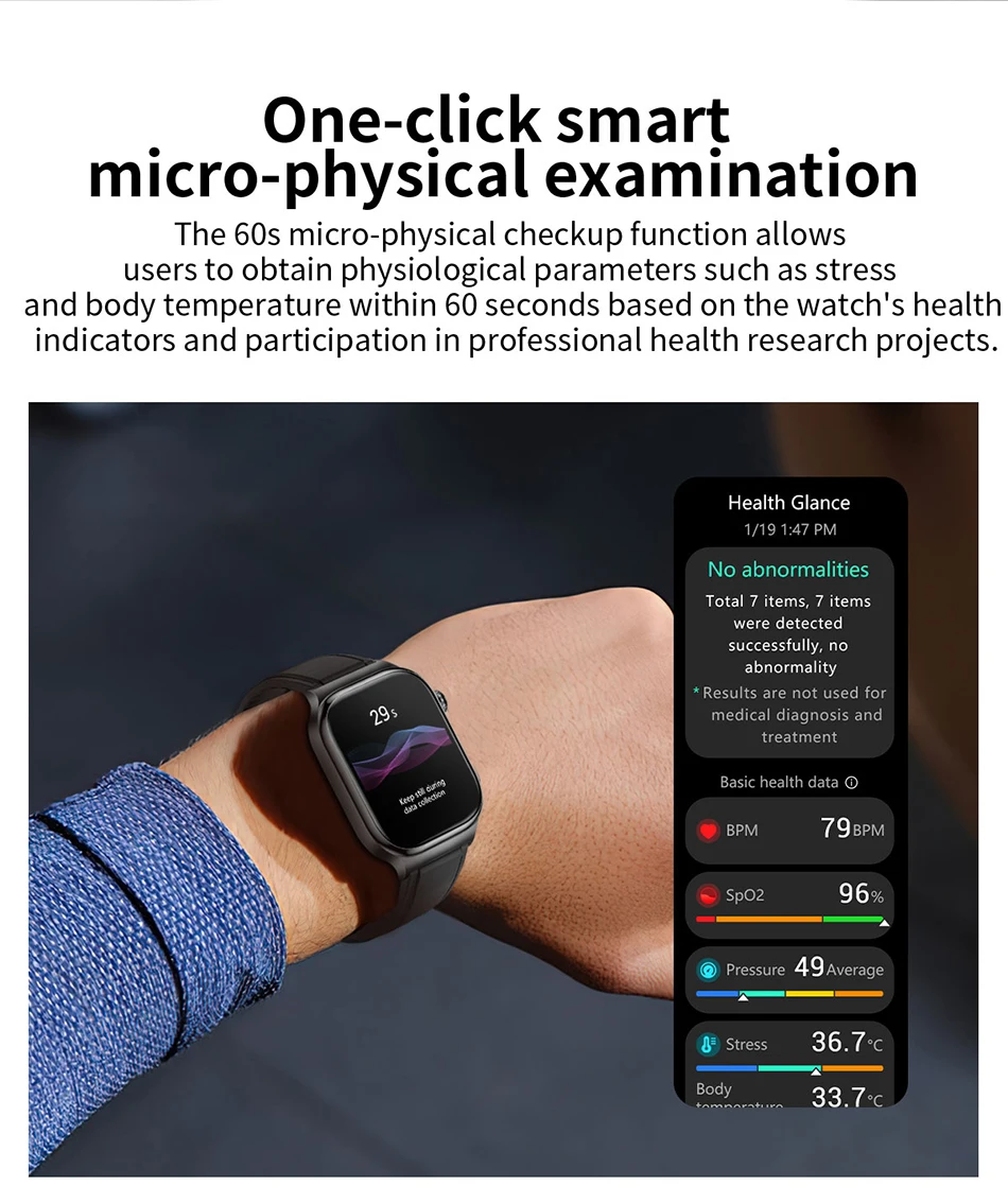 2026 Health Care Smart Watch Men Women BMI Analysis Uric Acid Blood Lipids Blood Pressure Monitoring BT Call AMOLED Smartwatch