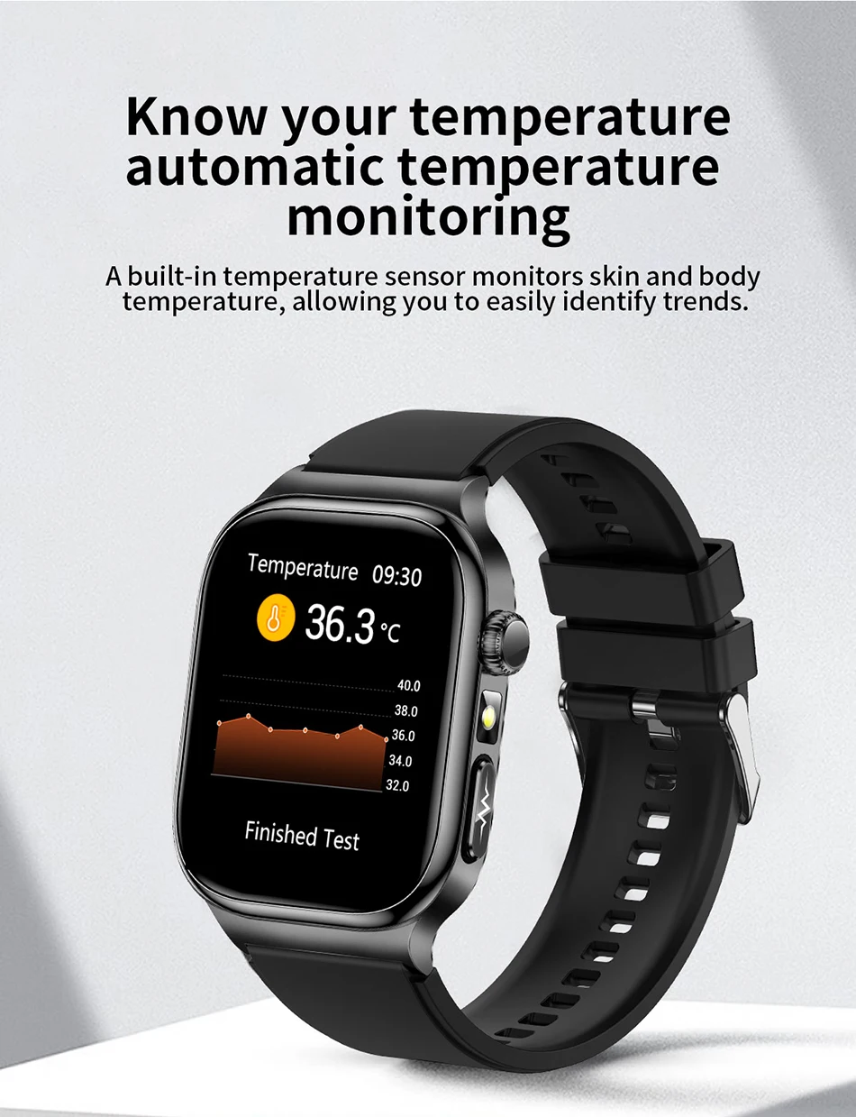 2026 Health Care Smart Watch Men Women BMI Analysis Uric Acid Blood Lipids Blood Pressure Monitoring BT Call AMOLED Smartwatch