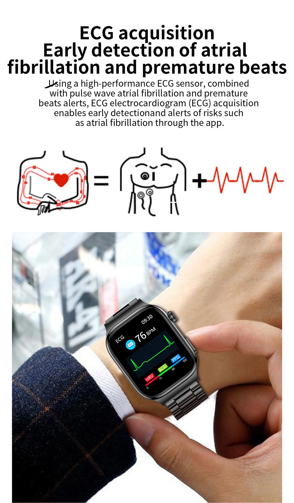 2026 Health Care Smart Watch Men Women BMI Analysis Uric Acid Blood Lipids Blood Pressure Monitoring BT Call AMOLED Smartwatch