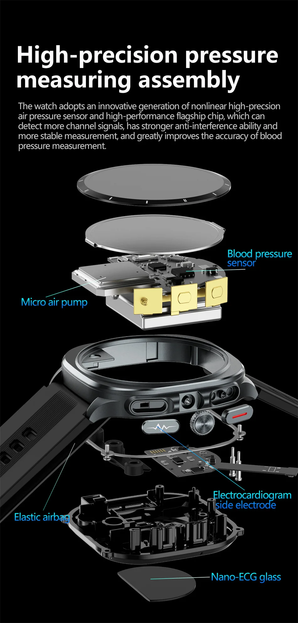 2026 New Health track Smartwatch Air Pump Airbag True Blood Pressure Health Measure Smart Watch Men Women Blood oxygen BT Call