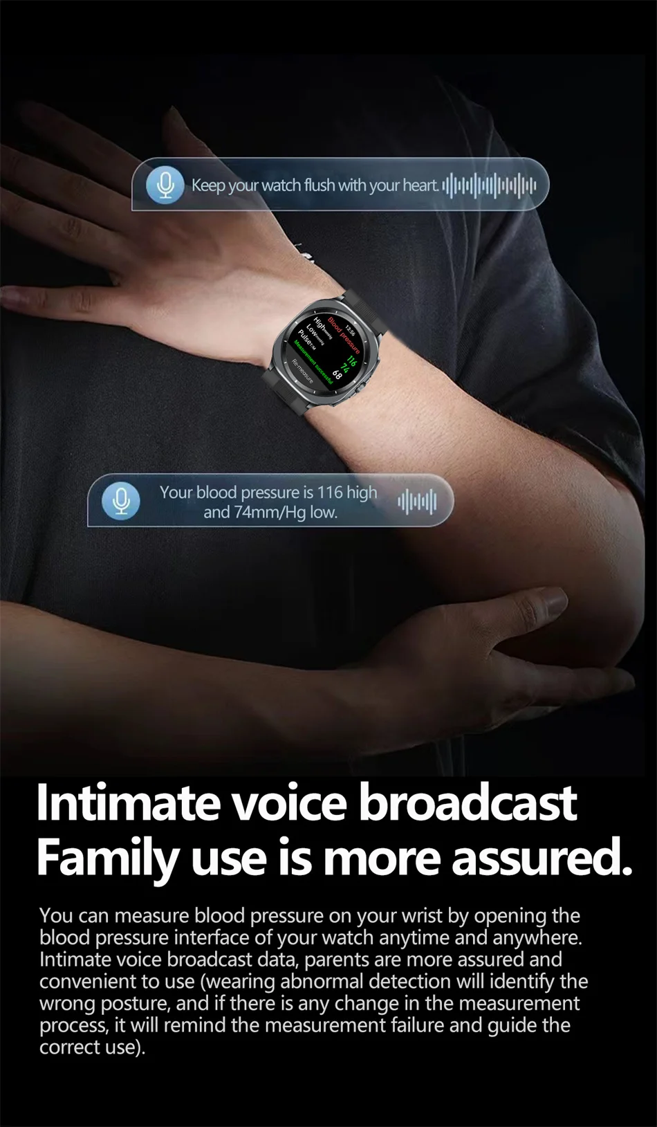 2026 New Health track Smartwatch Air Pump Airbag True Blood Pressure Health Measure Smart Watch Men Women Blood oxygen BT Call