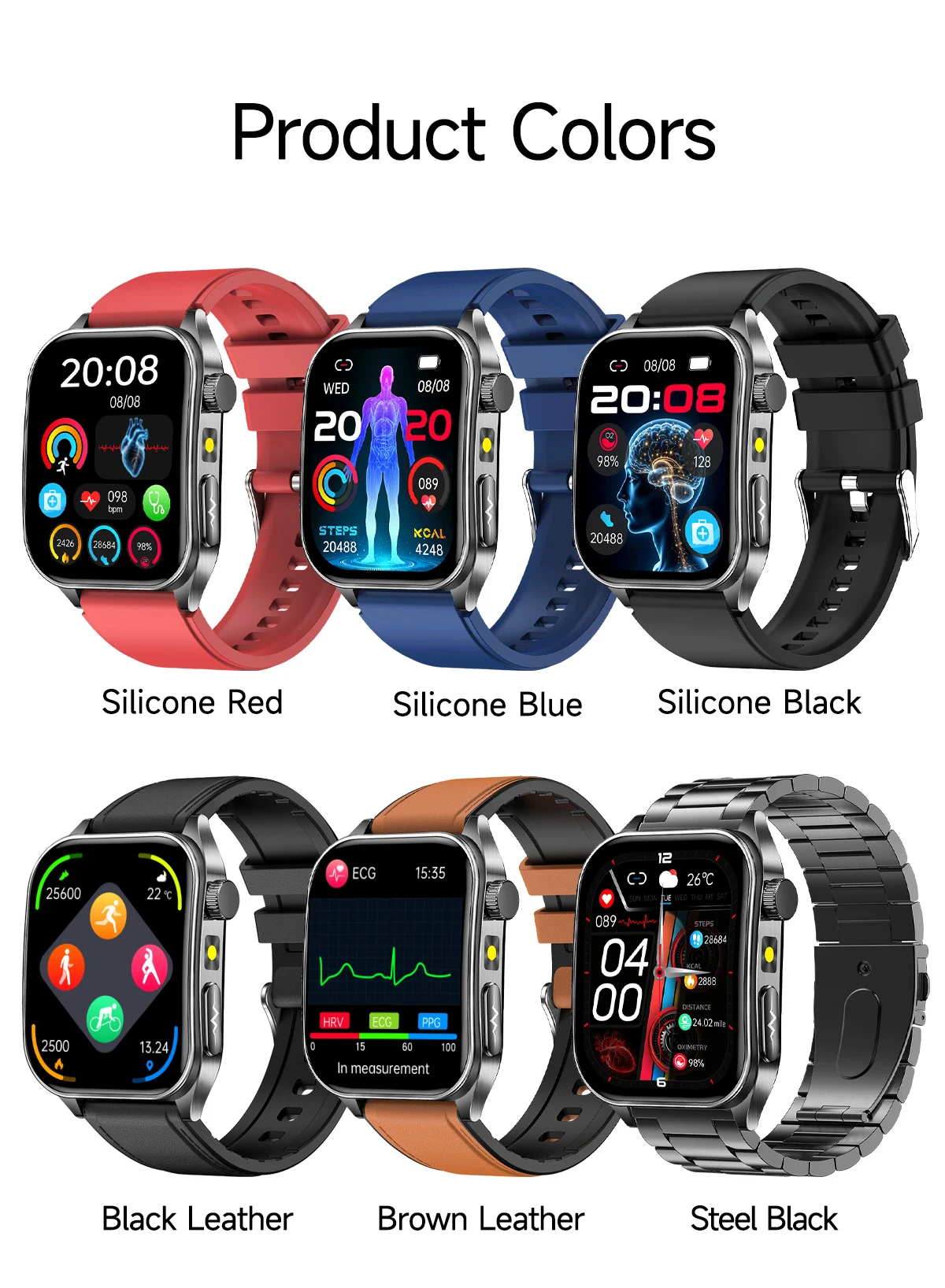 2026 New 650nm Laser Therapy Health Smartwatch Men ECG Blood Pressure Lipid Uric Acid Bluetooth Call Smart Watch For Android IOS