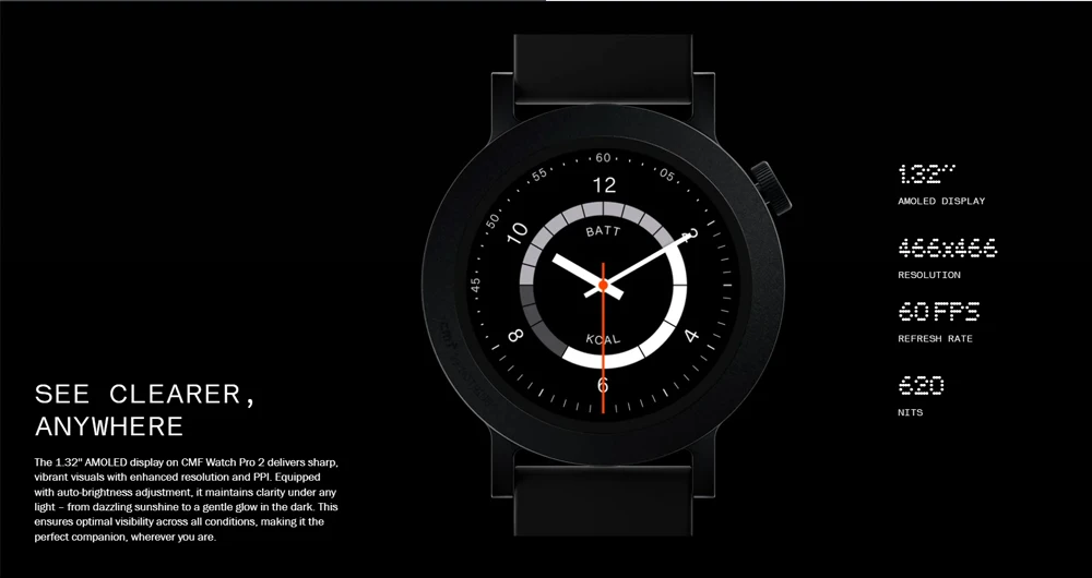 Global Version Nothing CMF Watch Pro 2 1.32”AMOLED 100+watchfaces Bluetooth calls with AI noise reduction multi-system GPS