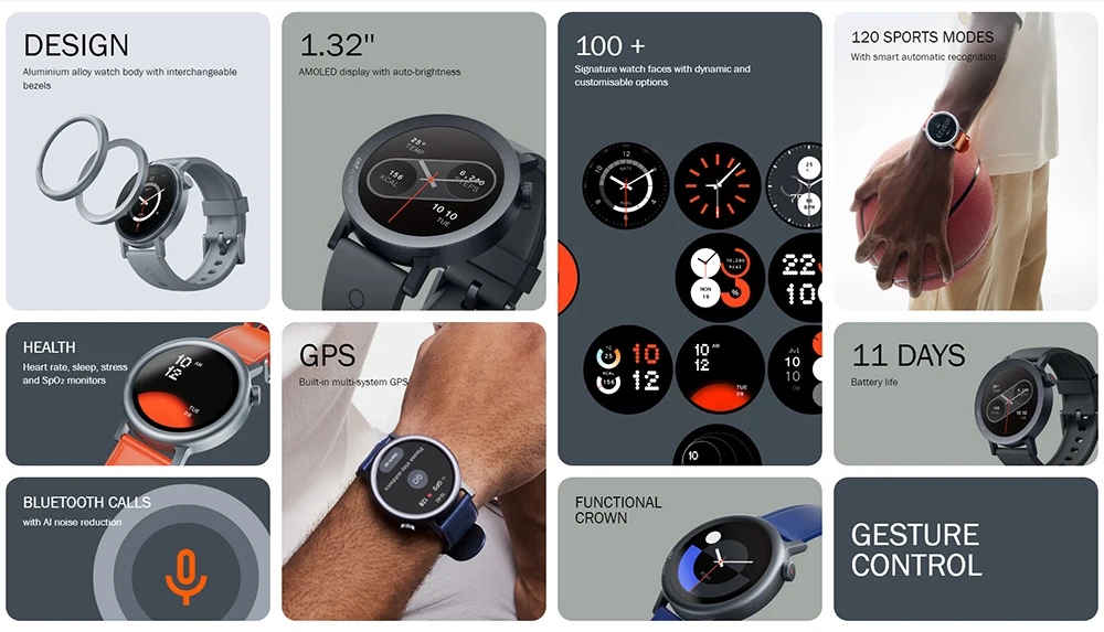 Global Version Nothing CMF Watch Pro 2 1.32”AMOLED 100+watchfaces Bluetooth calls with AI noise reduction multi-system GPS